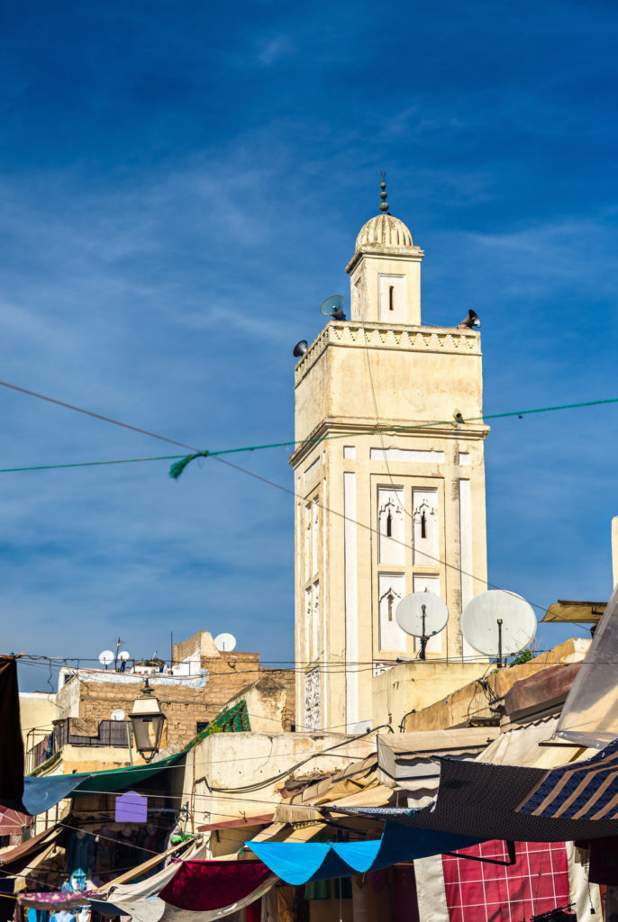 Minaret in Fes Jdid, one of the three parts of Fes - Morocco